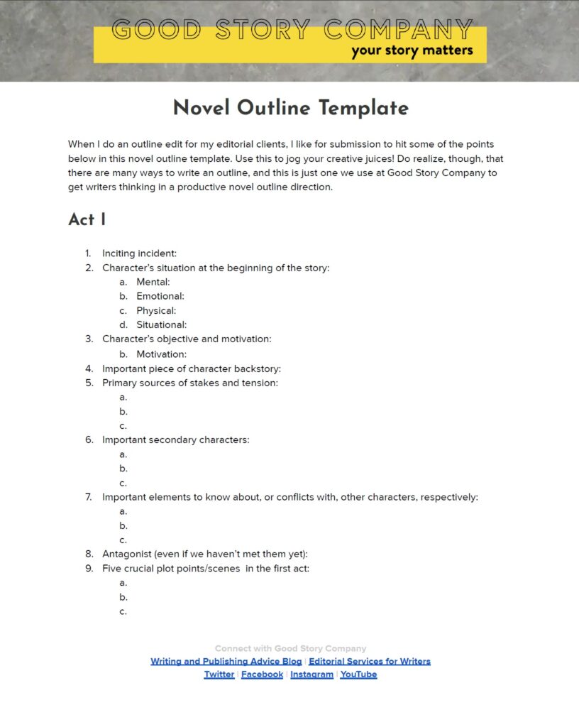 Novel Outline Template Kidlit